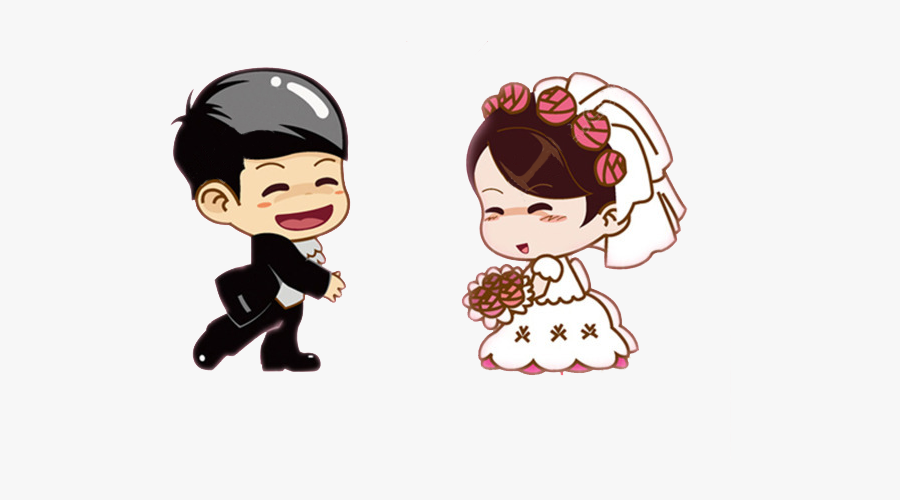 Clip Art Wedding Invitation Bridegroom Characters - Wedding Couple Cartoon Png, Transparent Clipart
