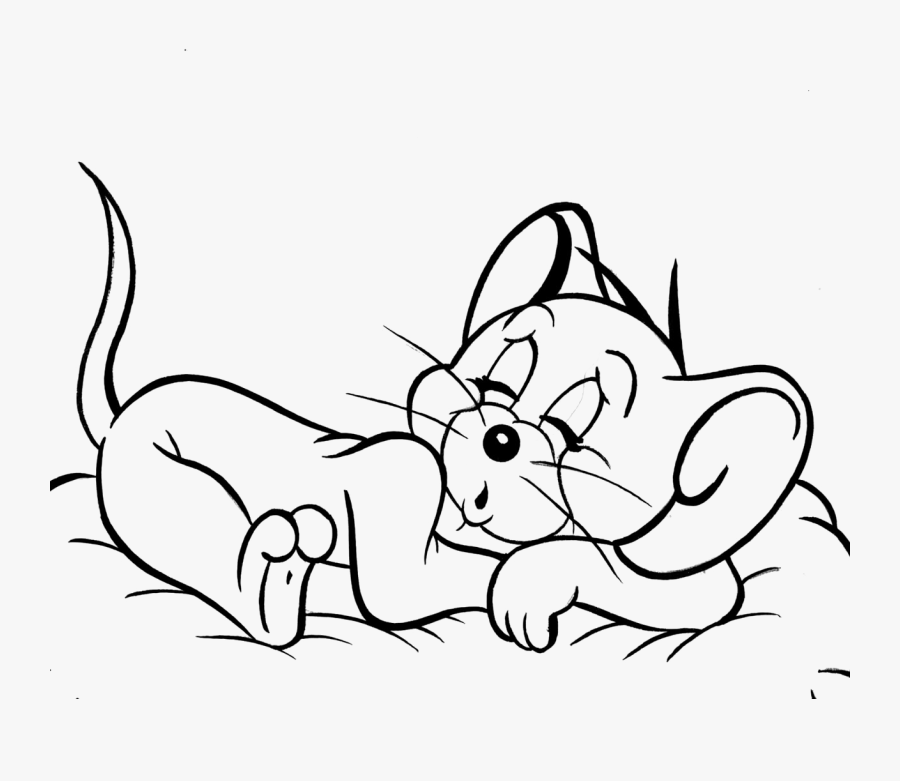 Jerry Is Sleeping Slumbering Coloring Pages Tom Ve- - Sleeping Tom Jerry Hd, Transparent Clipart