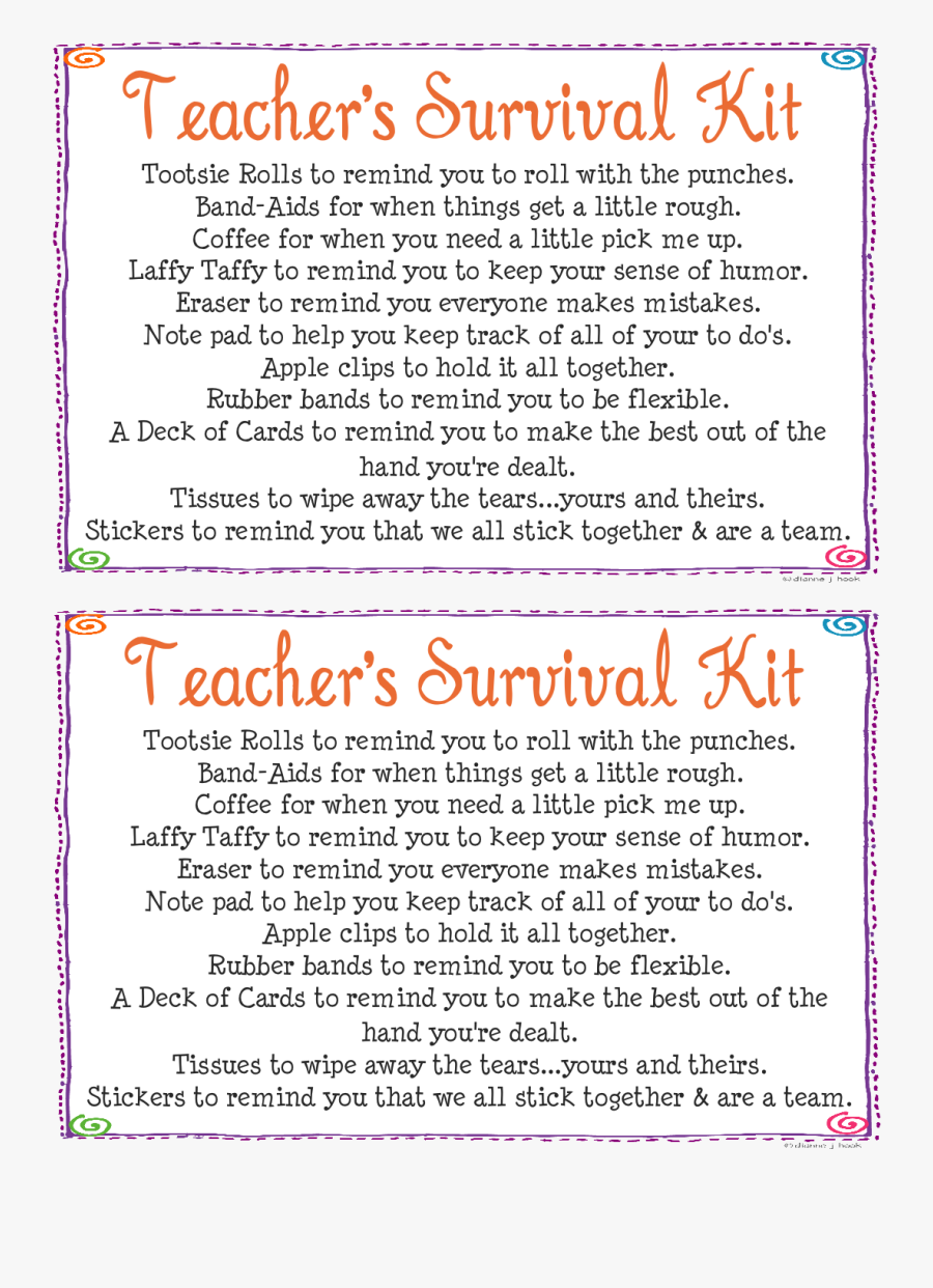 Humorous Survival Kits For Teachers, Transparent Clipart