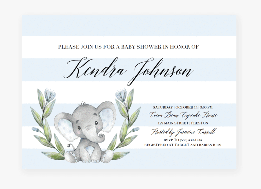 Baby Elephant Baby Shower Png, Transparent Clipart