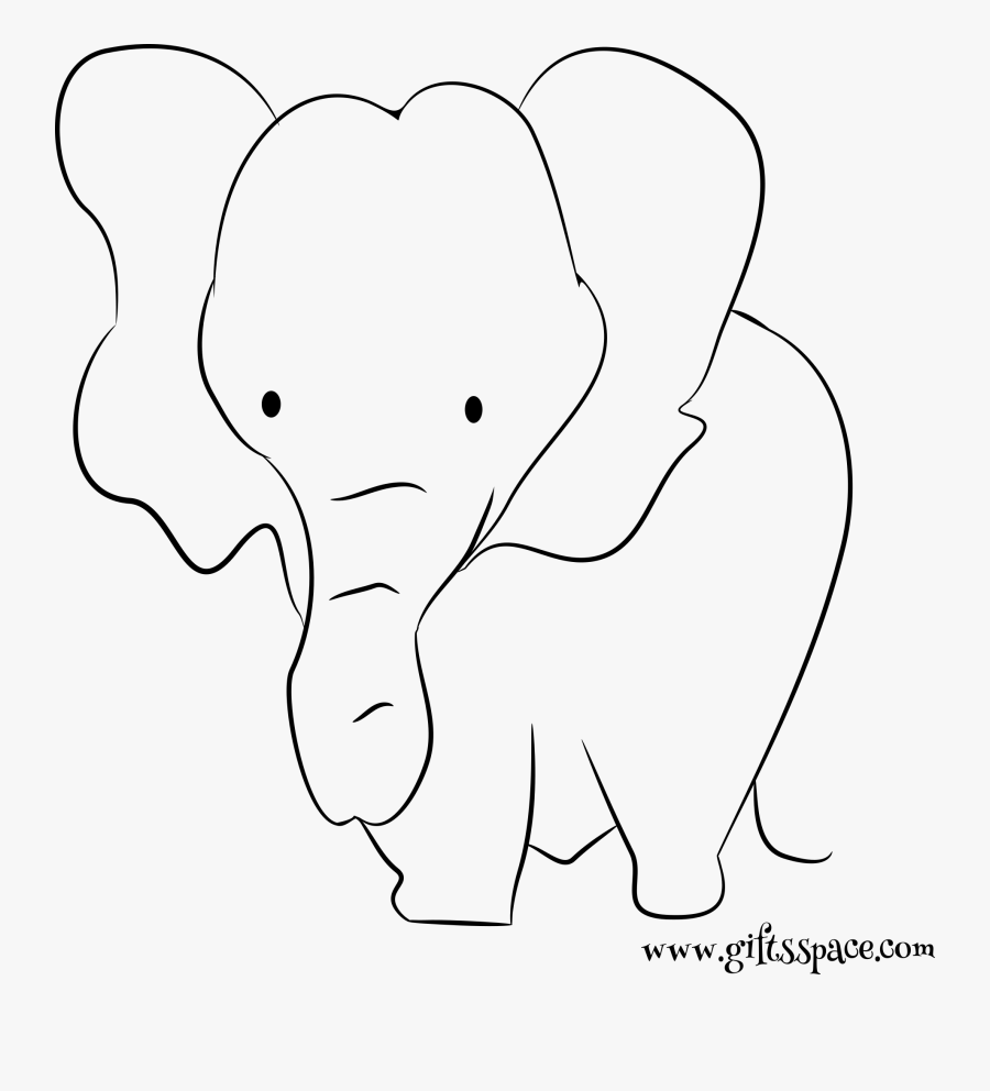 Baby Elephant Clip Art Black And White, Transparent Clipart