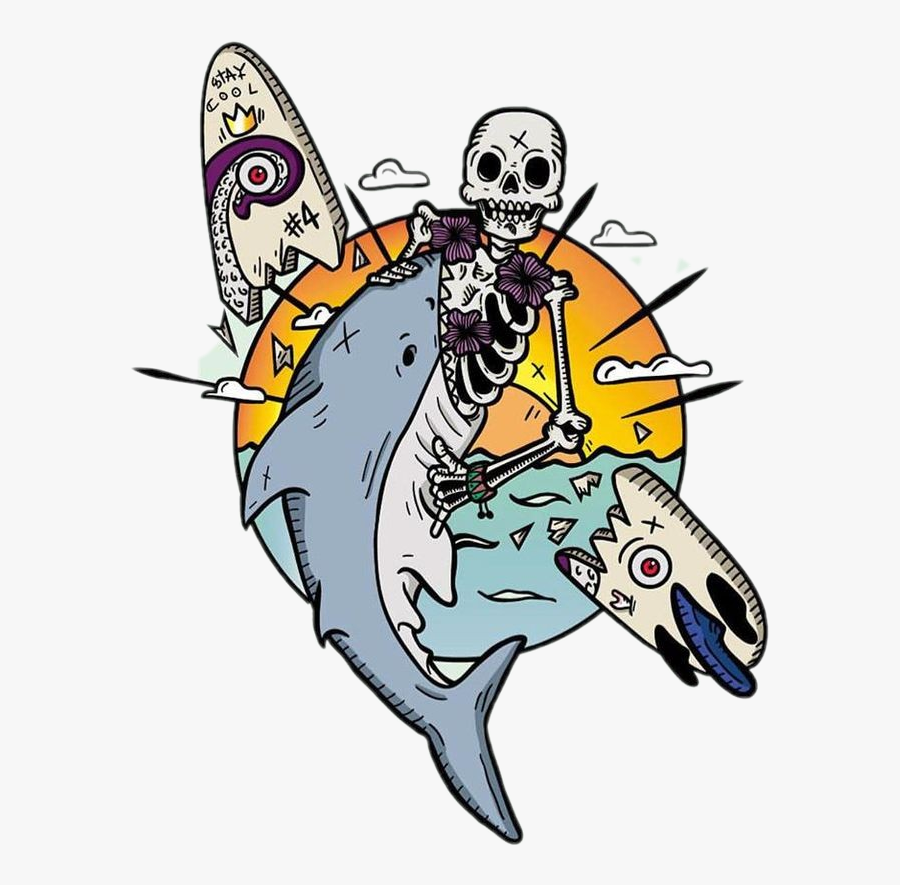 #ocean #surf #shark #bones #dead, Transparent Clipart
