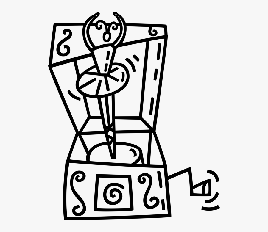 Vector Illustration Of Music Box With Dancing Ballet - Music Box Clipart Black And White, Transparent Clipart