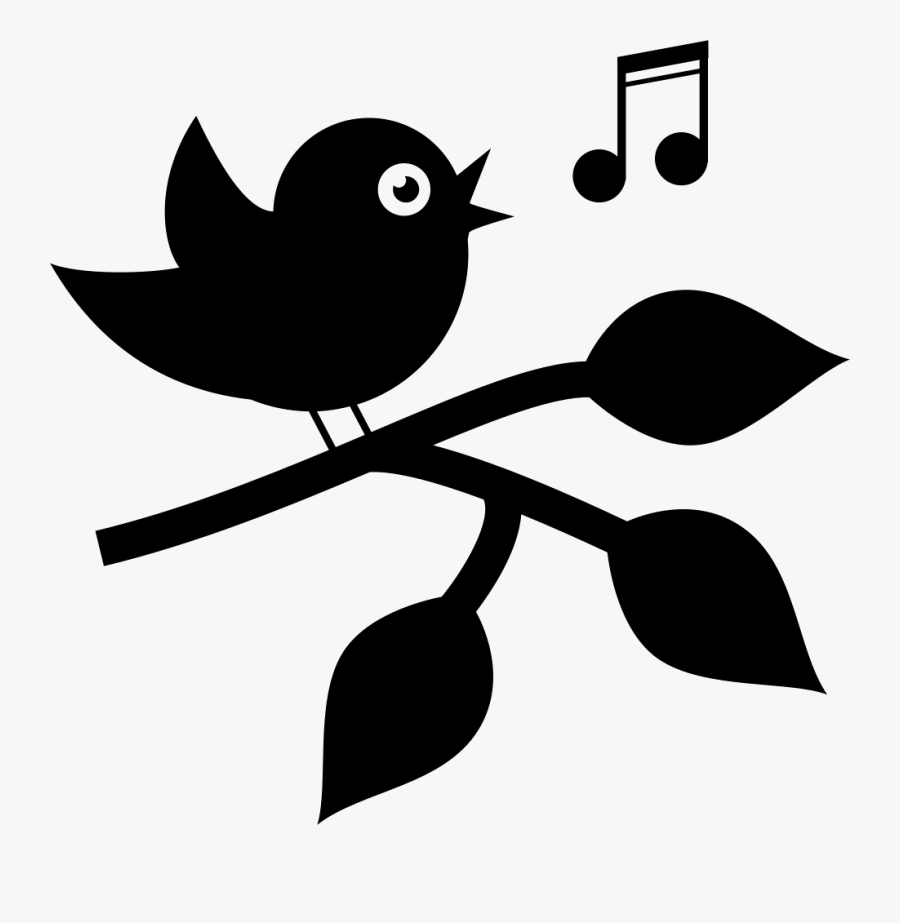 Bird Singing On A Branch With Leaves - Singing Bird Icon, Transparent Clipart