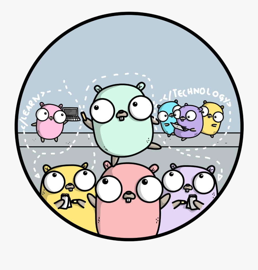Gophers Learning Together - Go Gophes, Transparent Clipart