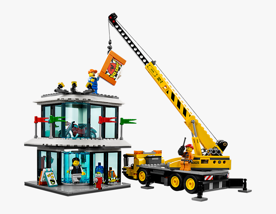 Crane Clipart Lego - Lego City Town Square 60026 Crane, Transparent Clipart