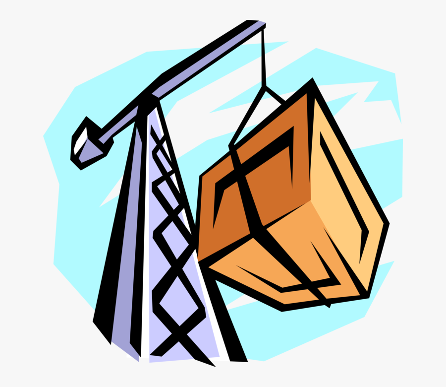 Vector Illustration Of Construction Crane Lifting Heavy - Risk, Transparent Clipart