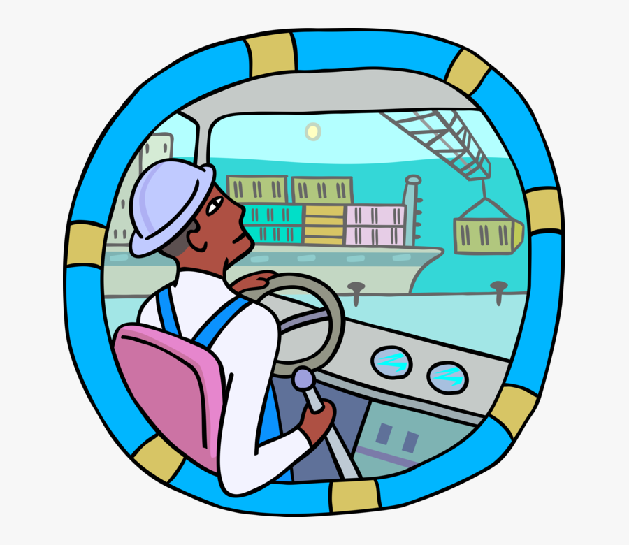 Vector Illustration Of Construction Crane Operator - Vector Operator Ship Crane, Transparent Clipart