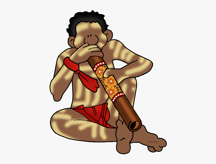 Aborigines Clipart Phillip Martin - Aboriginal Playing Didgeridoo Cartoon, Transparent Clipart