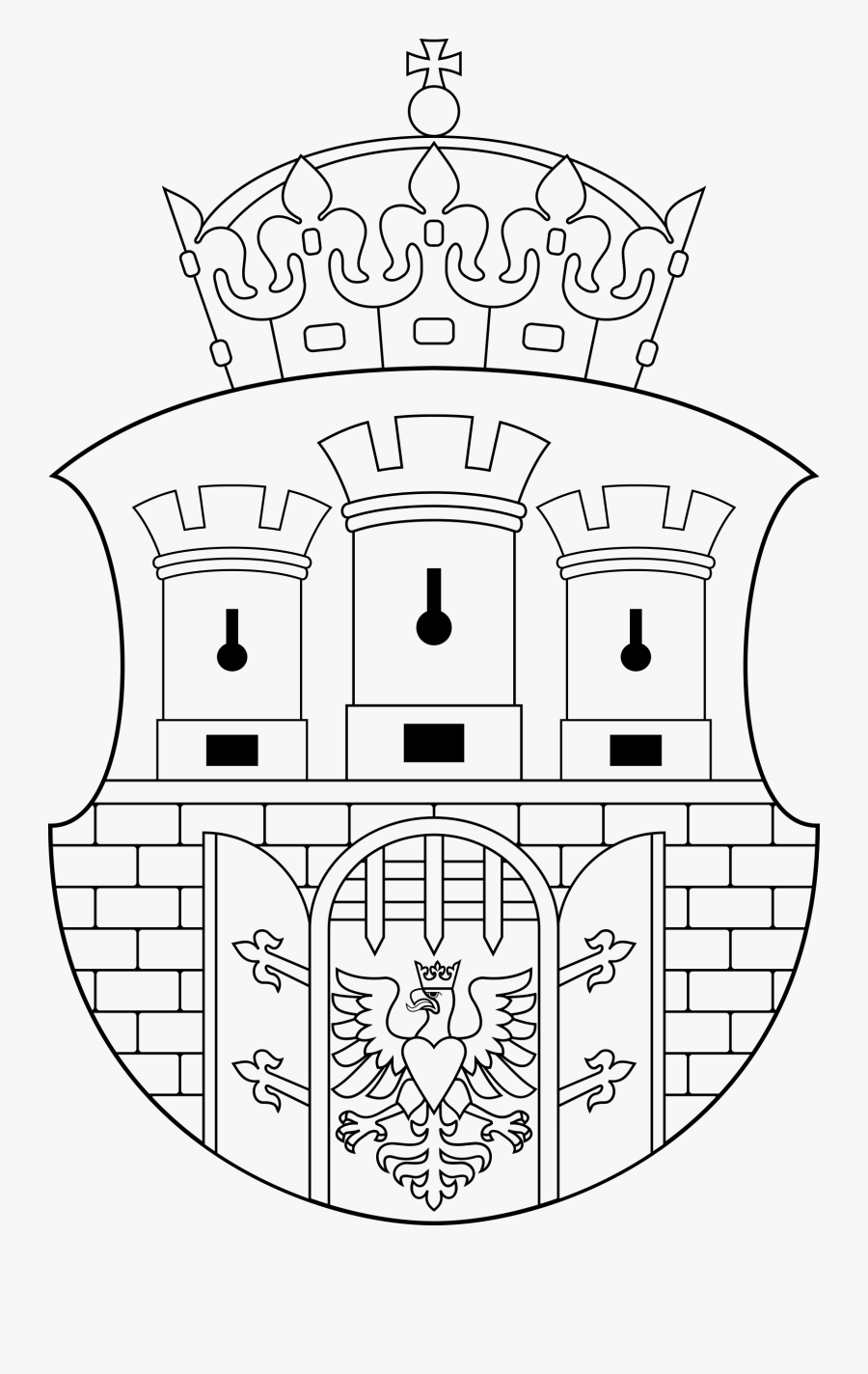 Coat Of Arms Of Cracow - Herb Krakowa Czarno Biały, Transparent Clipart