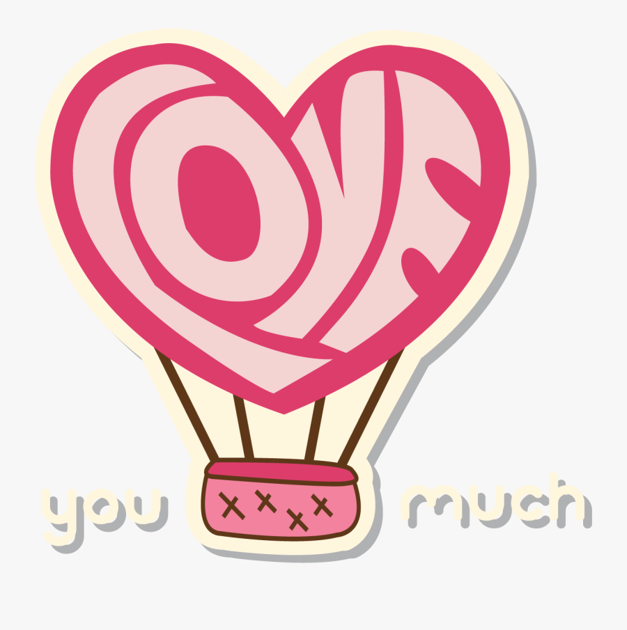 Love Hot Air Balloon Sticker, Transparent Clipart