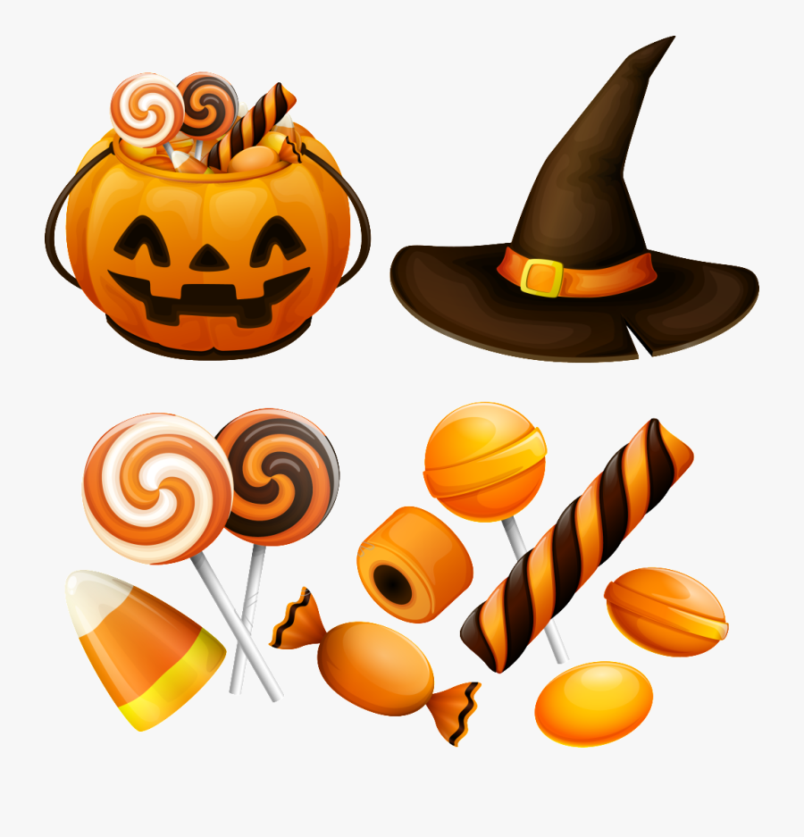 Vector Halloween Pumpkin Candy, Transparent Clipart