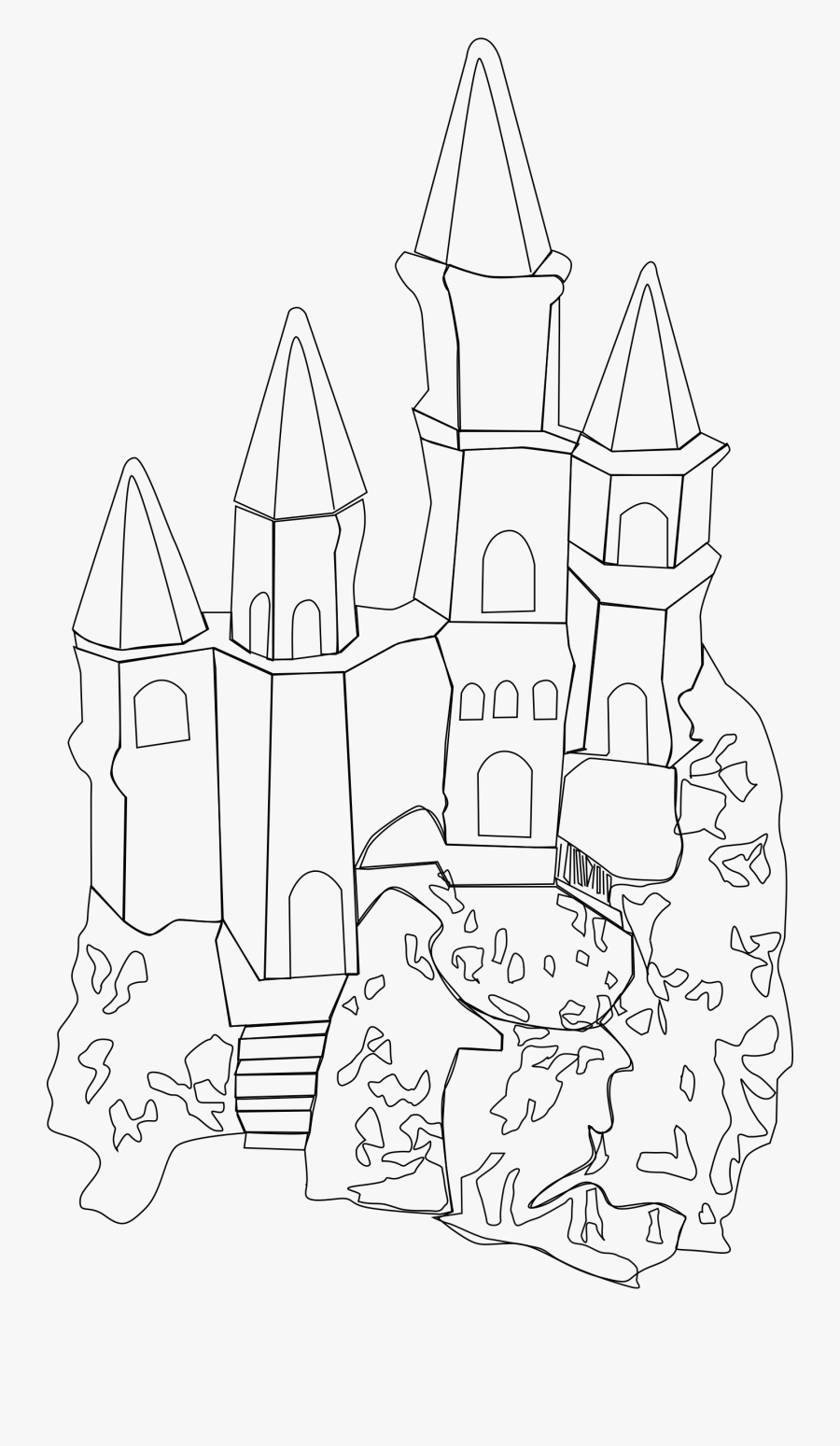 Drawing "fairy Tale Castle", Png V - Big Castle Outline, Transparent Clipart