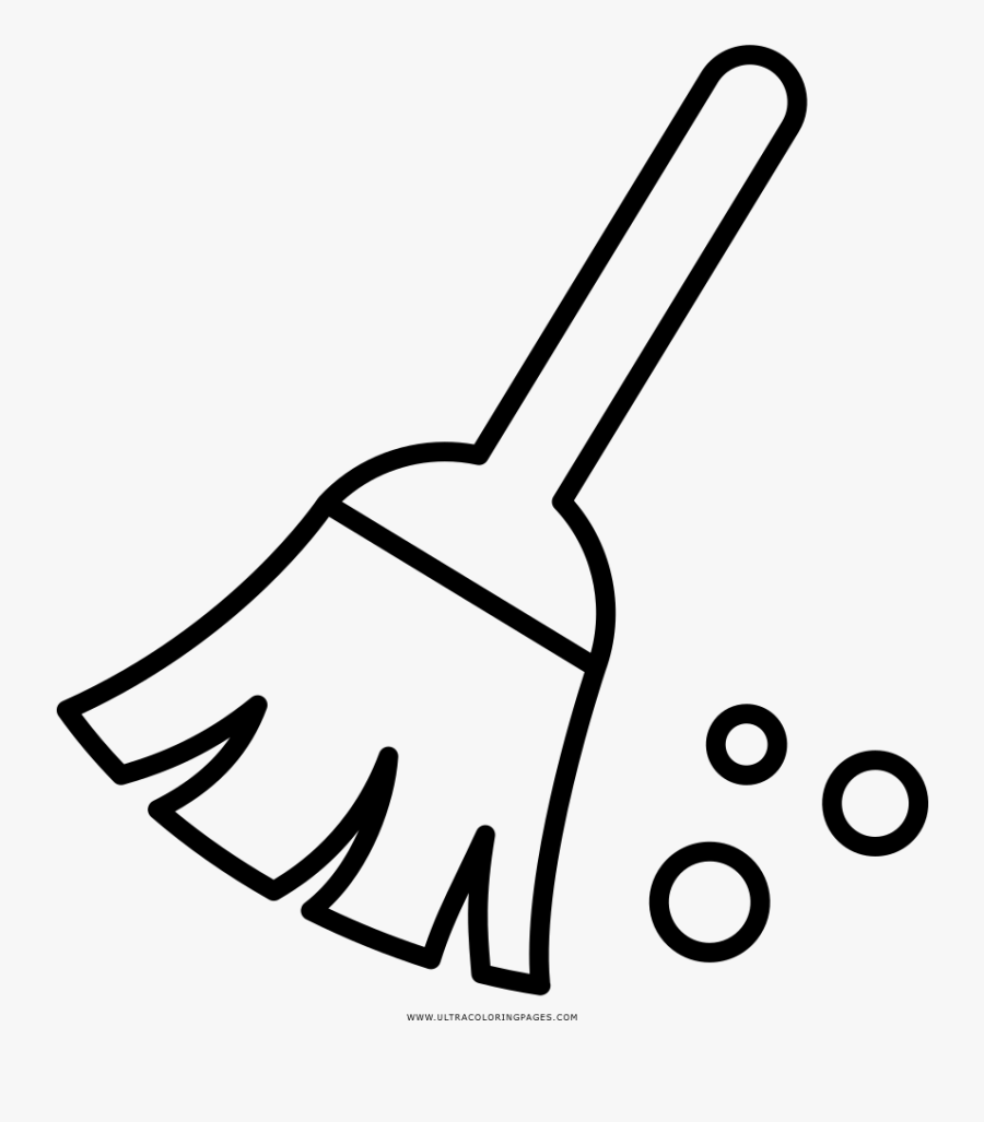 Sweeping Coloring Page - Black And White Broom Drawing, Transparent Clipart