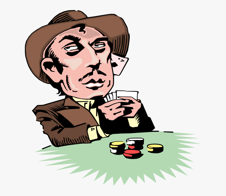 Vector Illustration Of Old West Gambling Gambler Poker - Card Player Vector, Transparent Clipart