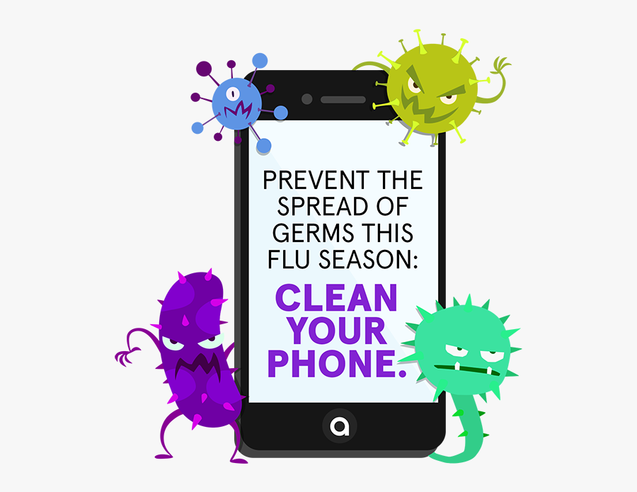 Clean Your Phone Tips - Cell Phone With Germs, Transparent Clipart