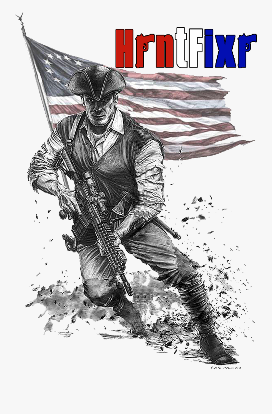 Minuteman Drawing Patriot Soldier - American Patriot Art , Free