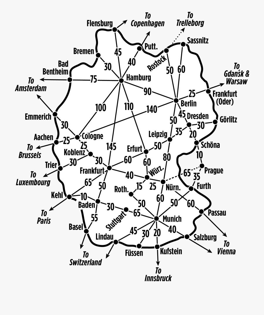 Train Drawing Bad - Bavaria Rail Map Of Germany, Transparent Clipart