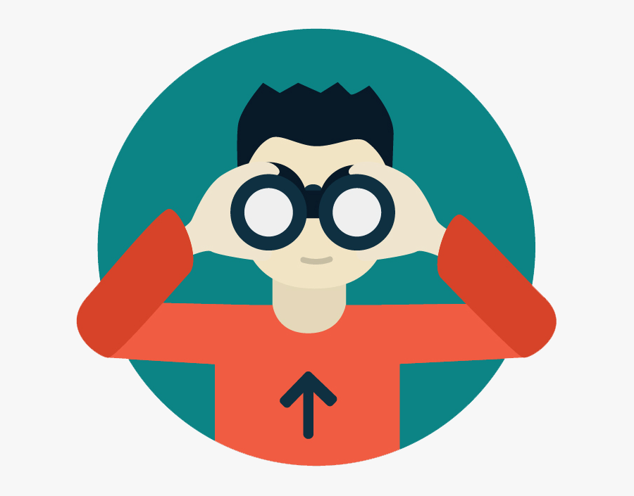 Man Holding Binoculars - Wanted Graphic Designer, Transparent Clipart