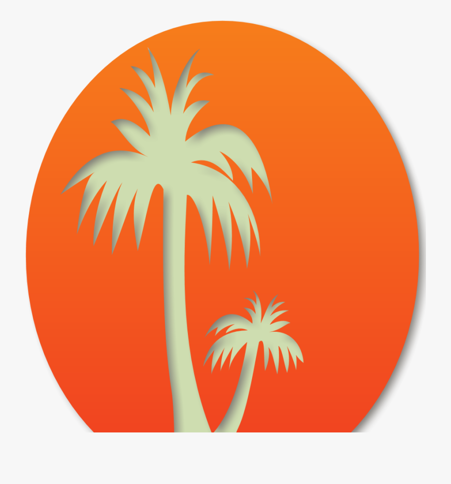 Sunset Palm Tree 2 - Illustration, Transparent Clipart