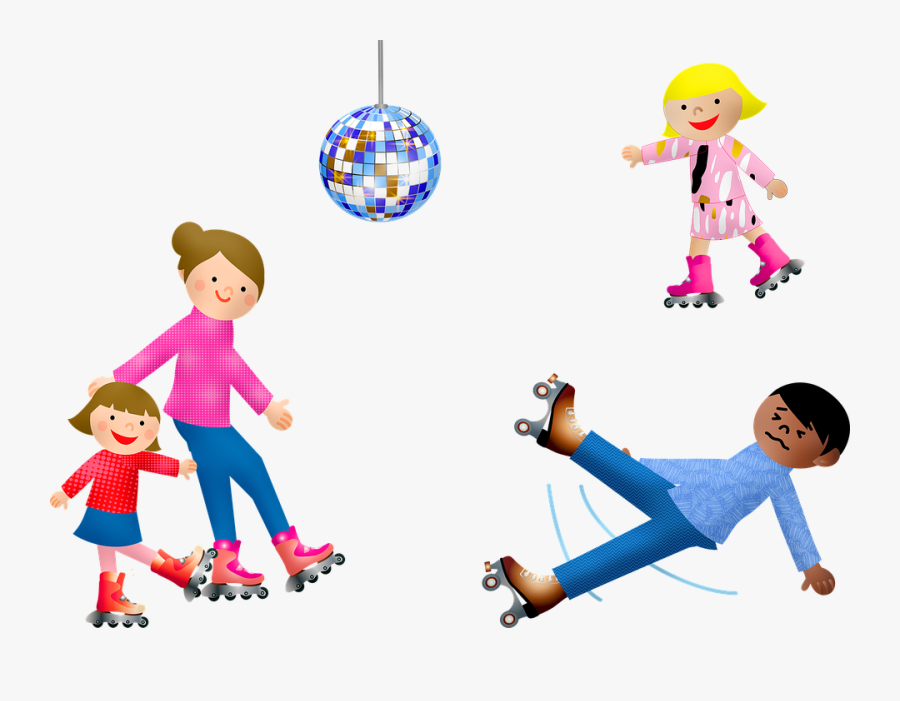 Roller Skating Falling Skate Skater Disco Ball - Cartoon, Transparent Clipart