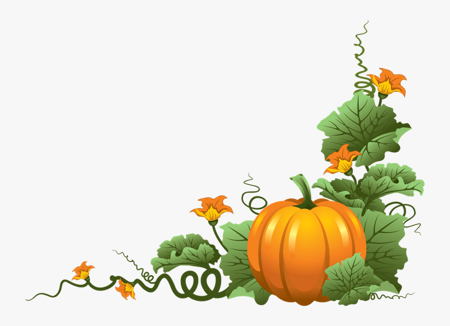 Pumpkin Vine Clipart Png Transparent Png , Png Download - Fall Leaves And Pumpkins, Transparent Clipart