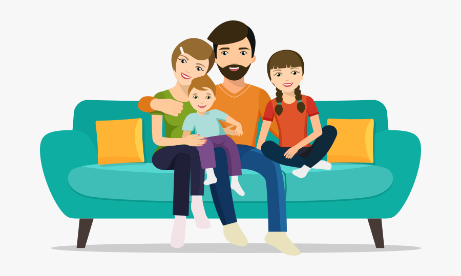 Clip Art Family Sitting On Couch - Sitting On Sofa Clipart, Transparent Clipart