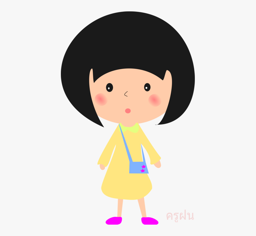 Art,black Hair,headgear - Cartoon Girl Transparent Background, Transparent Clipart