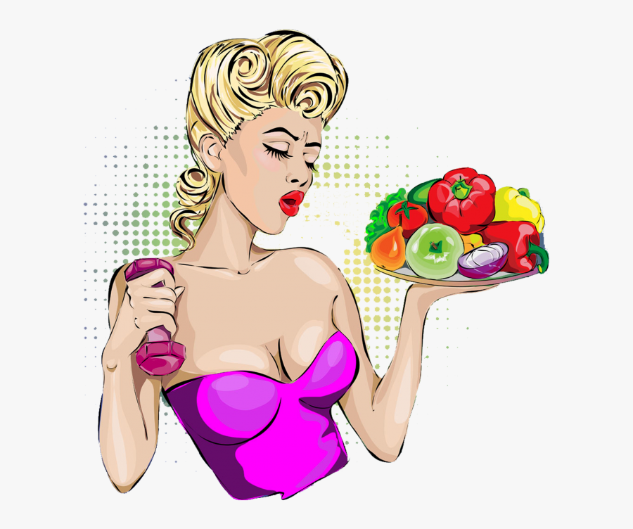 Fitness Woman With Vegetable Png Free Download Searchpng - Pin Up Fitness, Transparent Clipart