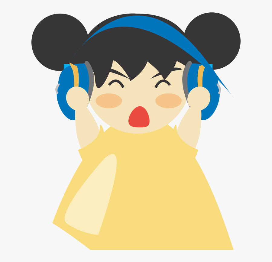 Girl With Headphone5 - ילד מצויר עם אוזניות, Transparent Clipart