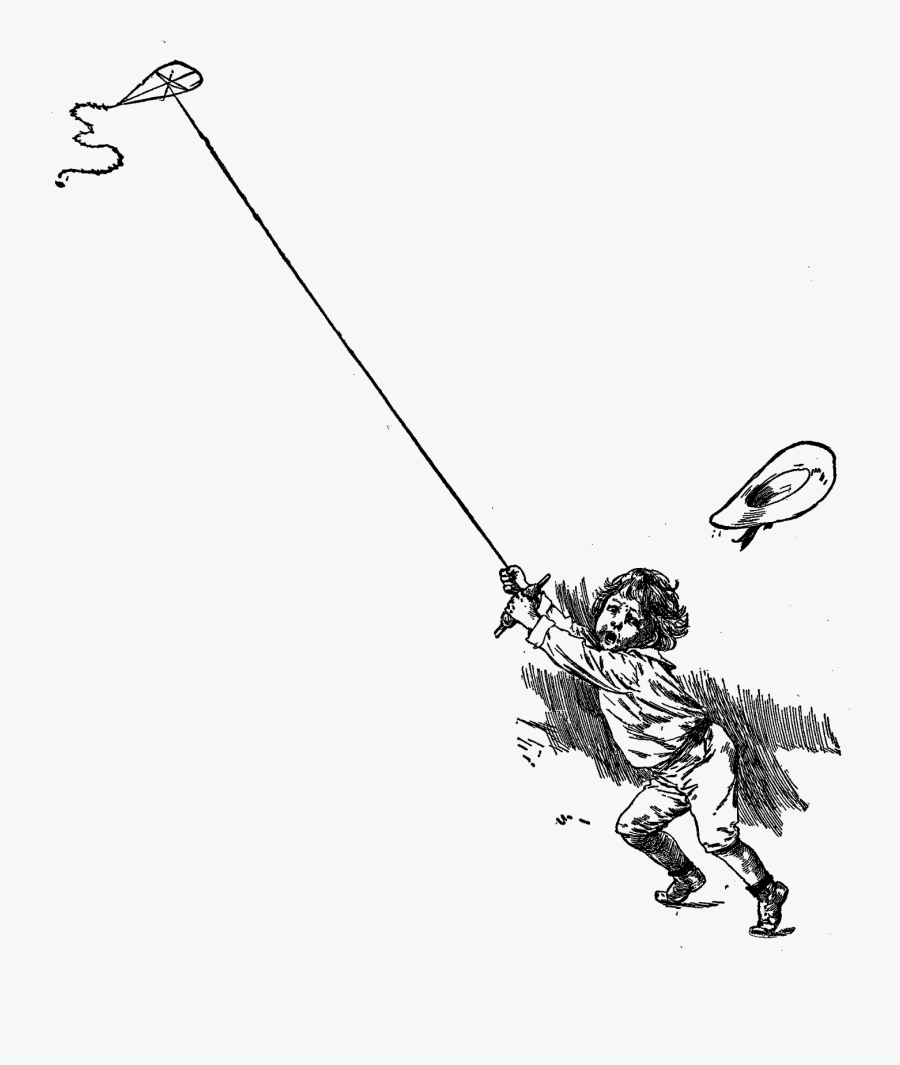 Kid With Kite Illustration, Transparent Clipart