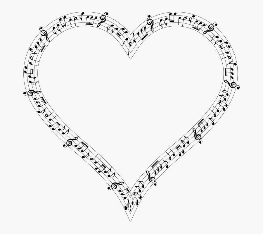 Musical, Heart, Love, Passion, Romance, Valentine - Music Notes Heart, Transparent Clipart