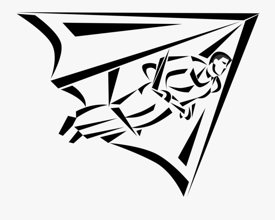 Vector Illustration Of Businessman Hang Gliding Enthusiast - Человек На Дельтаплане Фото, Transparent Clipart