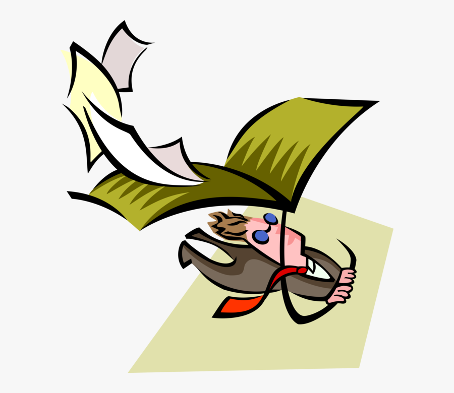 Vector Illustration Of Businessman Flying Hang Glider, Transparent Clipart