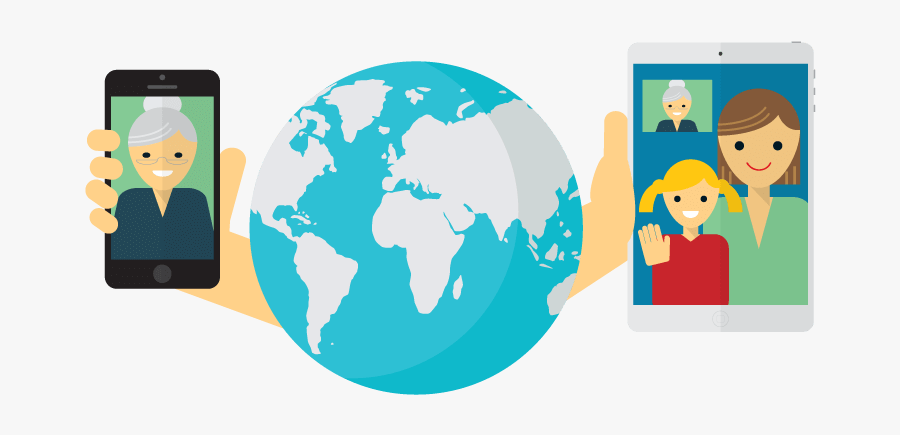 Two Devices Showing People Talking To Each Other With - Internet Icon Flat Design, Transparent Clipart