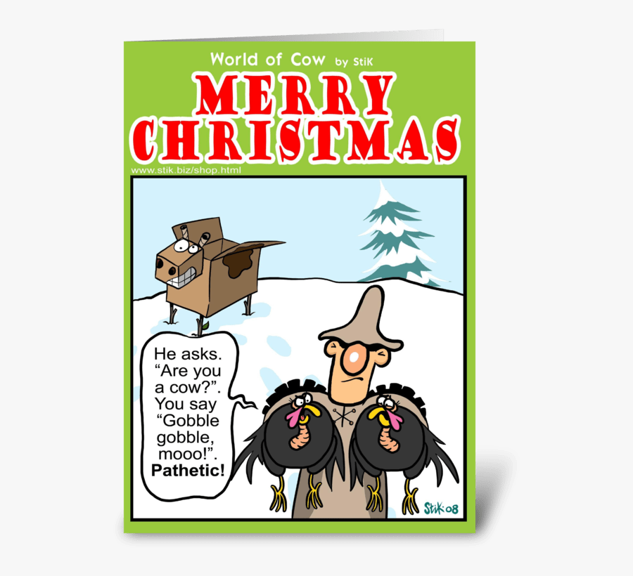 The Turkey Escape - Christmas Cow Cartoon, Transparent Clipart