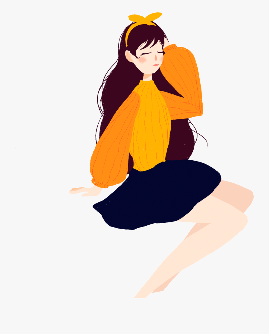 Girl Character Fashion Long Haired Png And Psd - Portable Network Graphics, Transparent Clipart