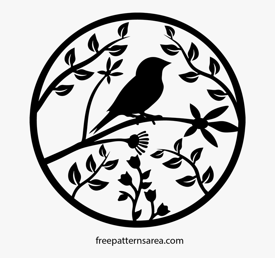Flourishes Clipart Corel Draw - Birds On Tree Pattern, Transparent Clipart
