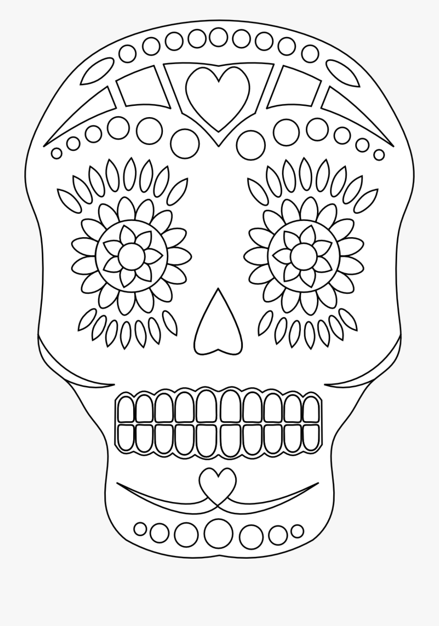 Transparent Papel Picado Png - Simple Day Of The Dead Coloring Pages, Transparent Clipart