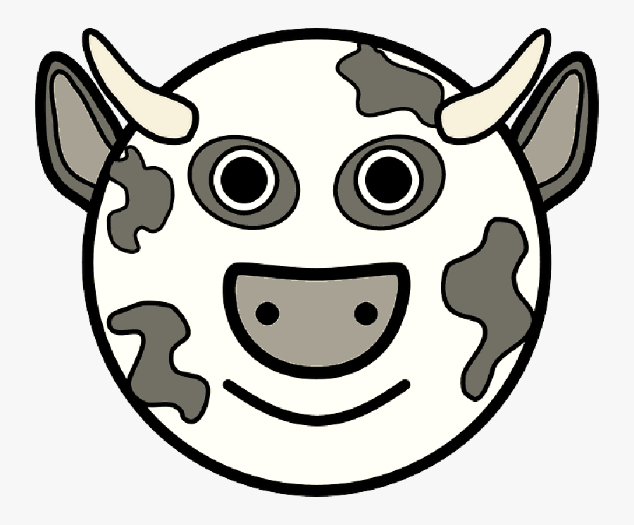 Head, Simple, Face, Circle, Barn, Farm, Cow, Horns - Circle Cow, Transparent Clipart
