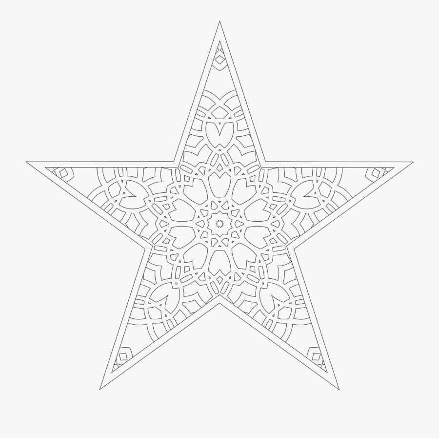 Christmas Tree Star Coloring Pages - Line Art, Transparent Clipart