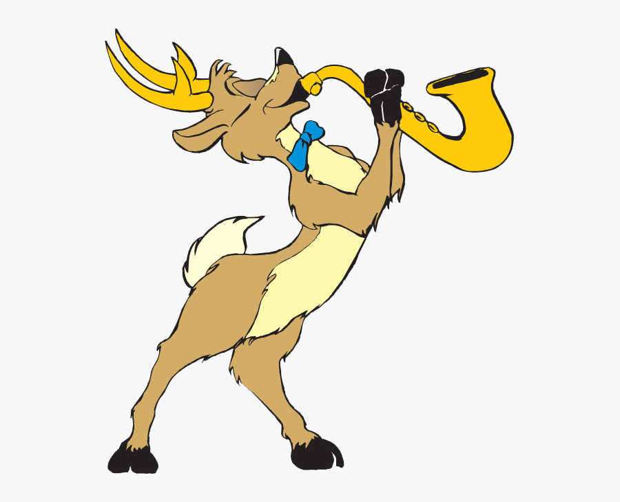 Raindeer Playing Saxophone Cartoon Image - Santa Playing Saxophone Clipart, Transparent Clipart