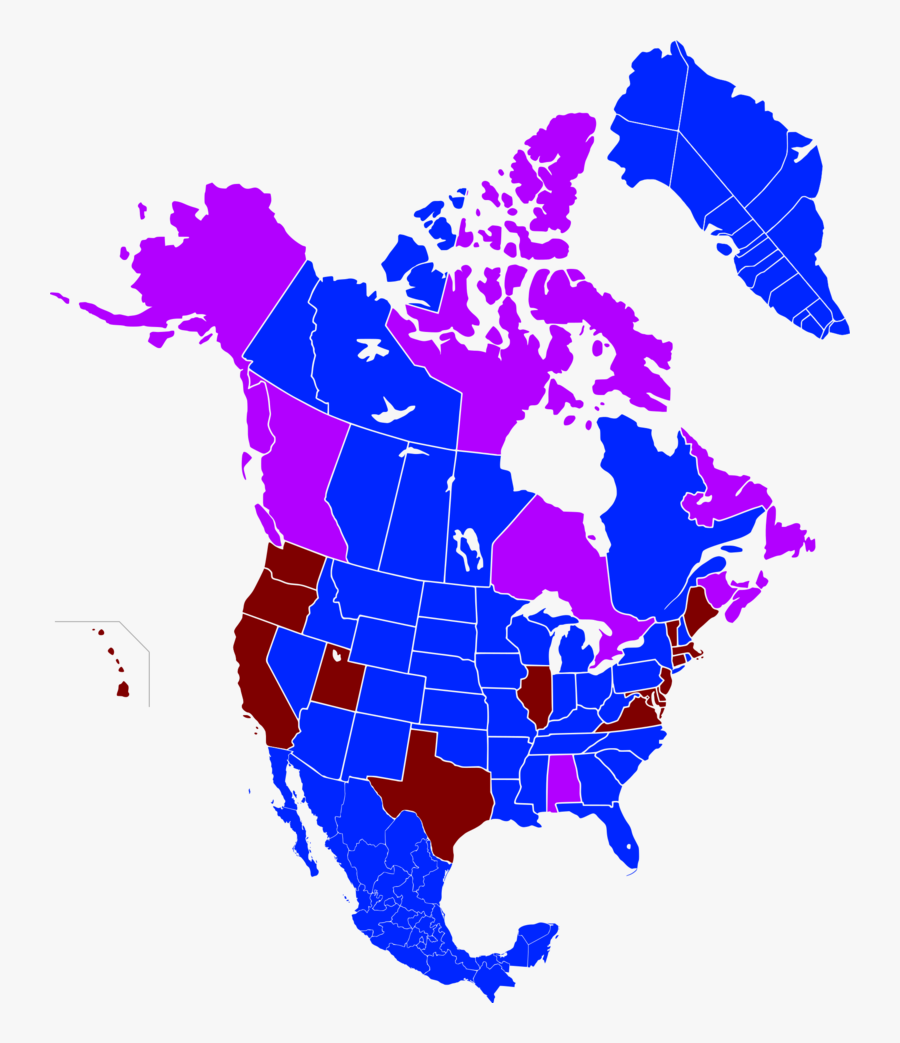 Canada Usa Mexico Map, Transparent Clipart
