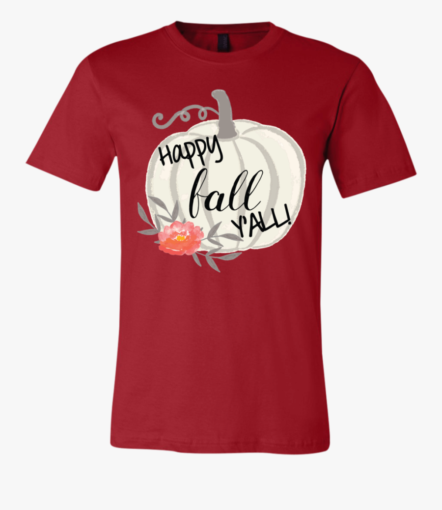 Happy Fall Y"all Watercolor Pumpkin Soft Tee Shirt - T Shirt Watercolor Png, Transparent Clipart