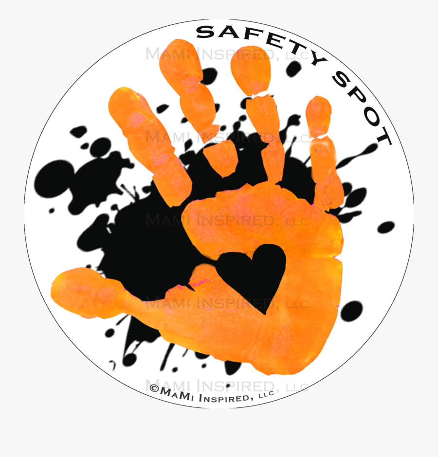 Handprint Transparent Orange - Children Safety Spot Hand Decal, Transparent Clipart
