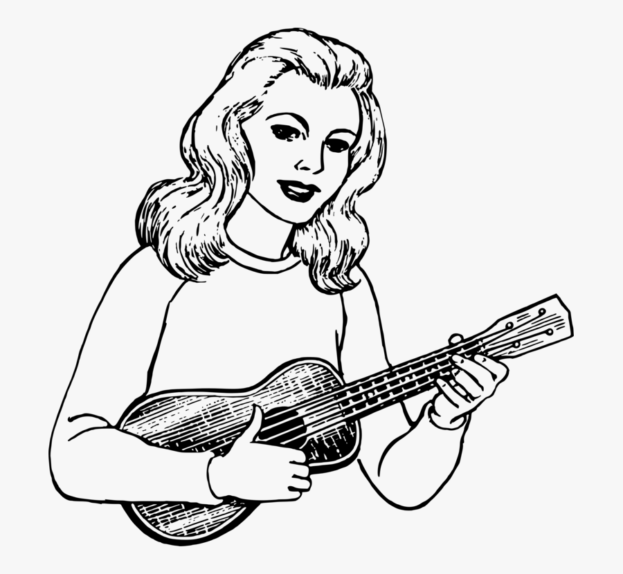 Guitar String Instruments Musical Instruments Ukulele - Ukulele Clipart Black And White, Transparent Clipart