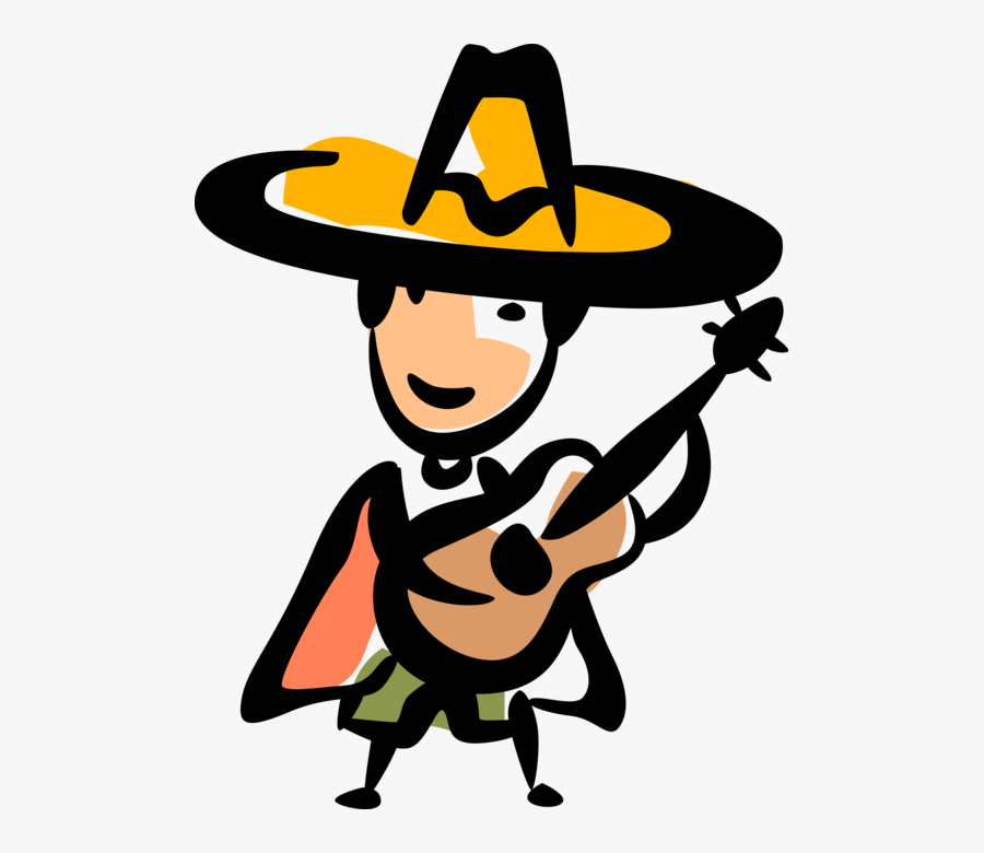 Vector Illustration Of Spanish Flamenco Guitar Guitarist - Transparent Background Spain Clipart, Transparent Clipart