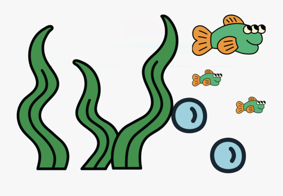 Seaweedfishbubbles, Transparent Clipart