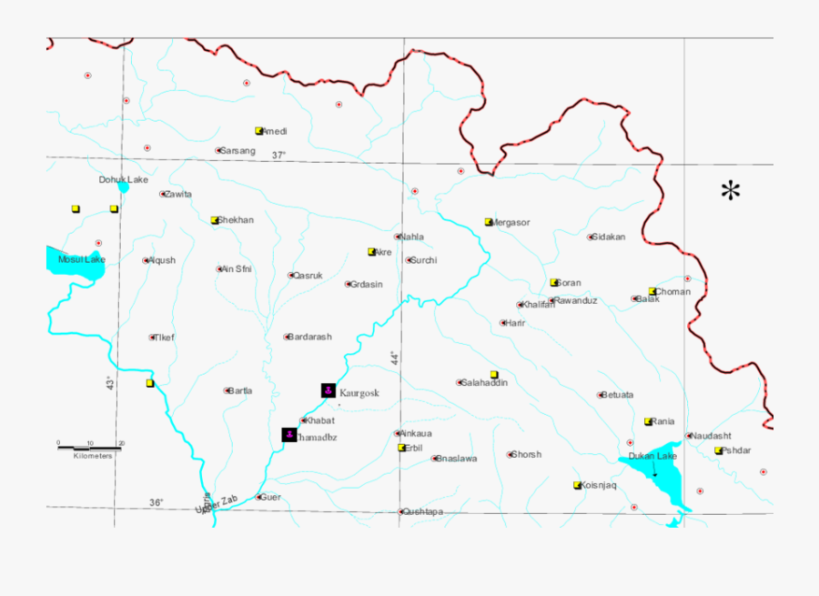 Download Map Of Iraq Showing The Studying Sites On - Atlas, Transparent Clipart