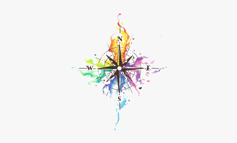 Idea Watercolor Abziehtattoo Compass Painting Cartoon - Watercolor Compass Tattoo Design, Transparent Clipart